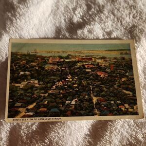 Birds Eye View Honolulu Harbor Vintage Postcard